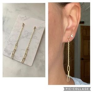 Gold plated drop chain earrings handmade